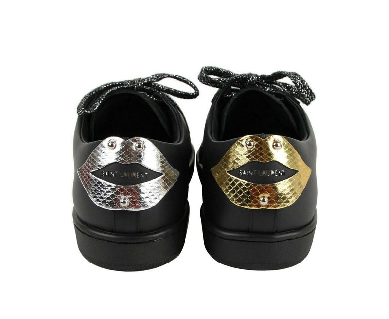 Saint Laurent Men's Black Leather Signature Court Lips Sneaker (41 EU / 8 US)