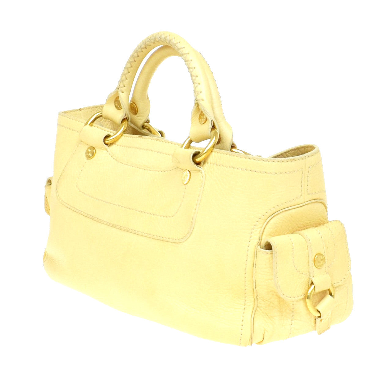 Celine Boogie Satchel Leather Yellow Leather Handbag (Pre-Owned)