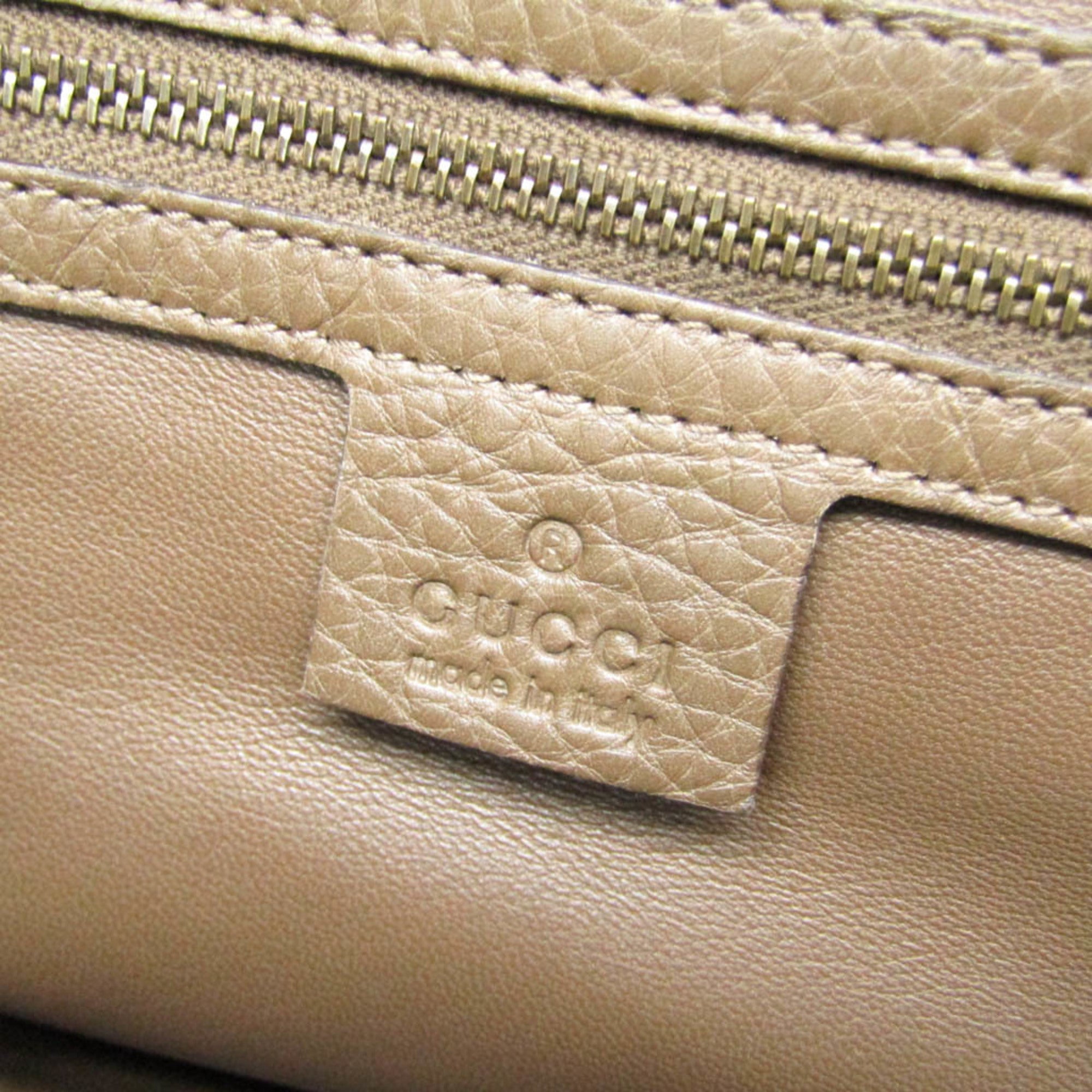 Gucci Bamboo Shoulder Leather Brown Leather Shoulder Bag Bag (Pre-Owned)