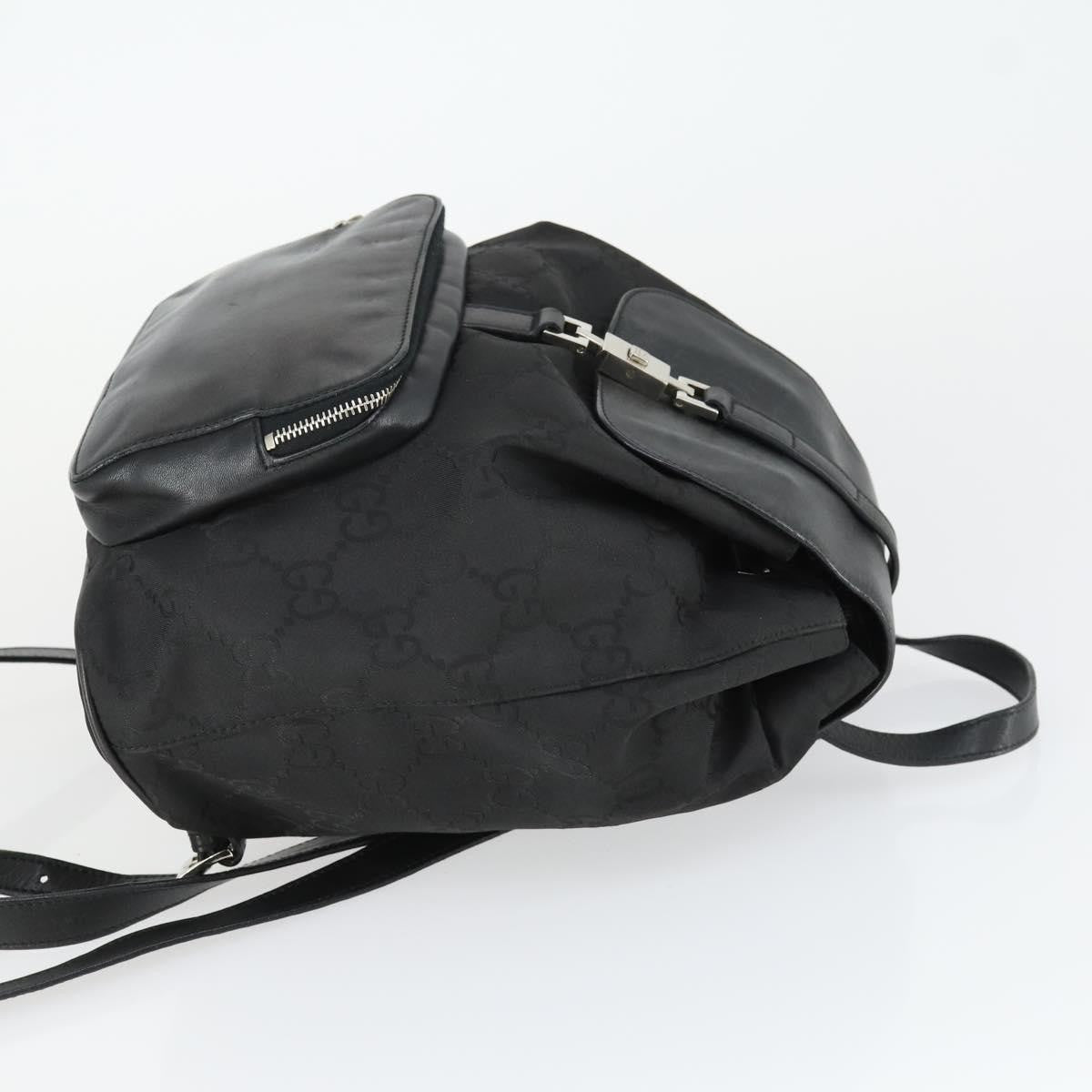 Gucci Vintage Jackie Gg Canvas And Leather Black Canvas Backpack Bag (Pre-Owned)
