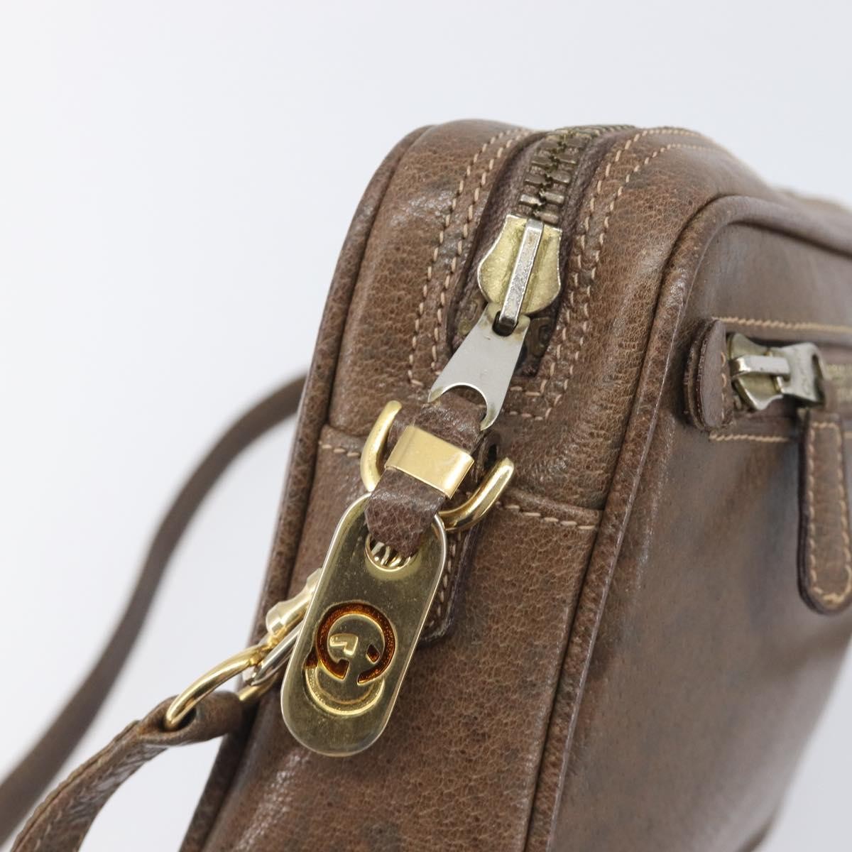 Gucci Shoulder Leather Brown Leather Shoulder Bag Bag (Pre-Owned)