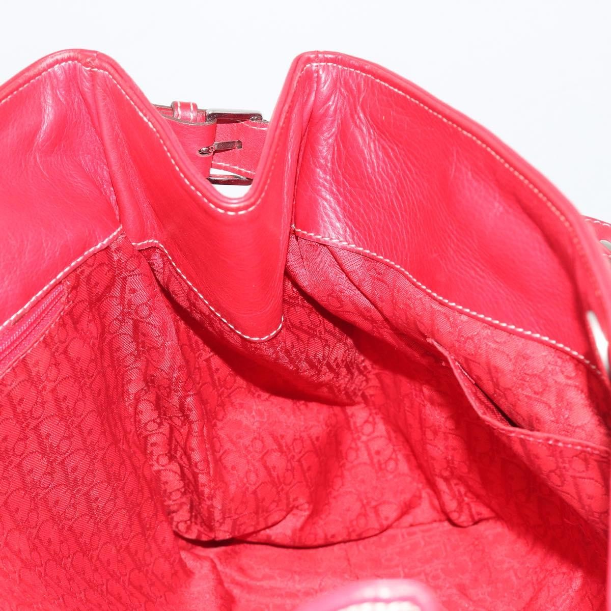Christian Dior Cd Shoulder Bag Leather Red Leather Shoulder Bag Bag (Pre-Owned)