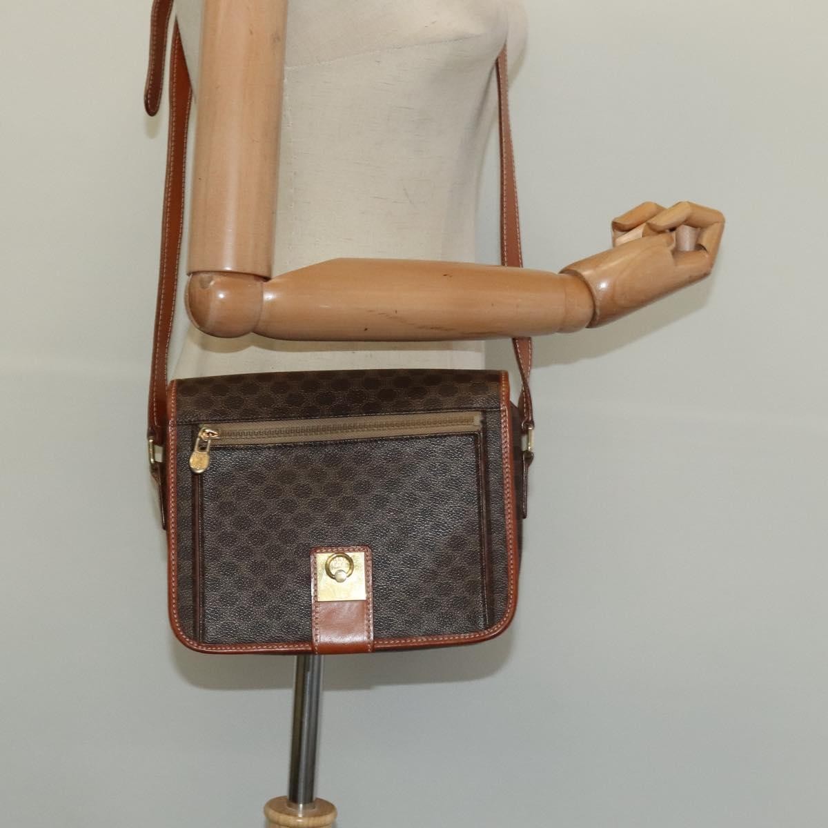 Celine Vintage Macadam Canvas And Leather Brown Canvas Shoulder Bag Bag (Pre-Owned)