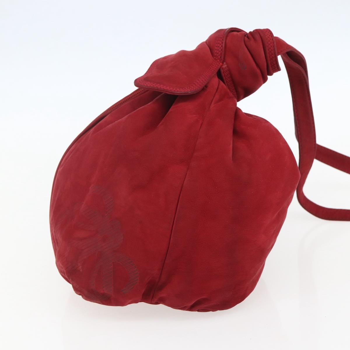 Loewe Anagram Leather Red Suede Shoulder Bag Bag (Pre-Owned)