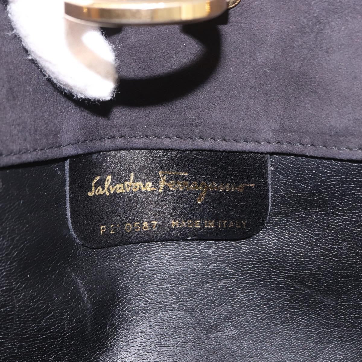 Salvatore Ferragamo Gancini Chain Suede Black Suede Shoulder Bag Bag (Pre-Owned)