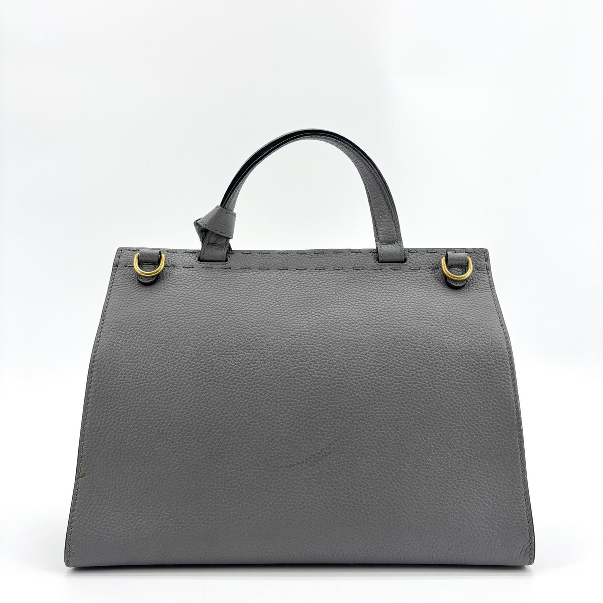 Gucci Gg Marmont Top Handle Leather Gray Leather Handbag (Pre-Owned)