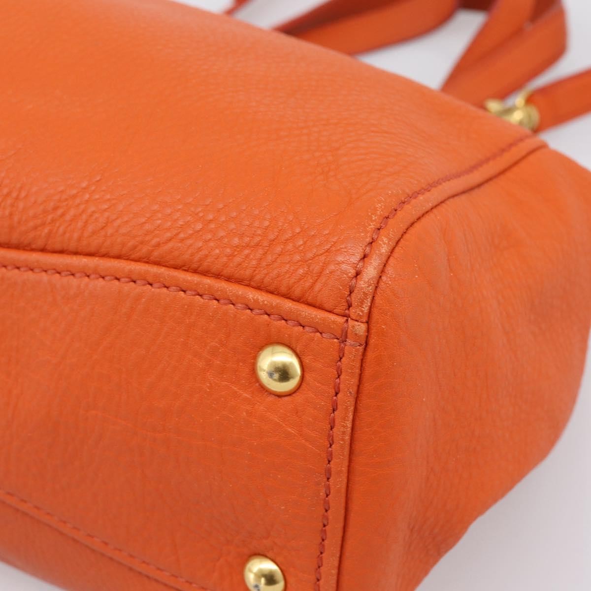 Miu Miu Caribou Convertible Tote Leather Orange Leather Handbag (Pre-Owned)
