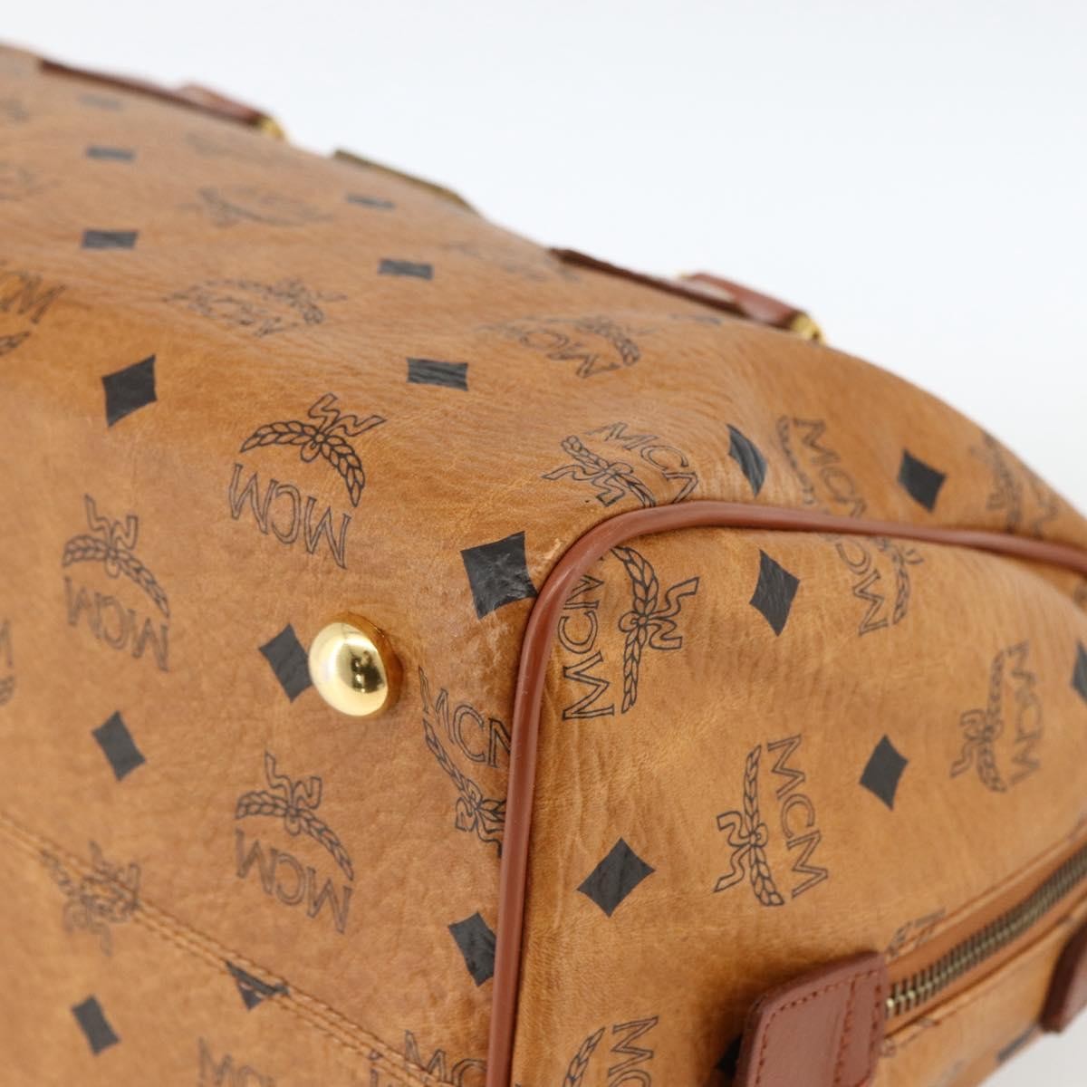 MCM Visetos Logogramme Leather Brown Leather Handbag (Pre-Owned)
