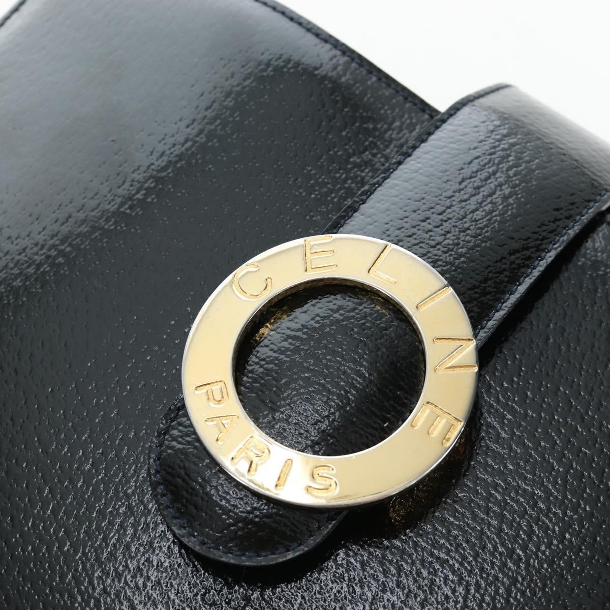 Celine Vintage Logo Ring Shoulder Bag Patent Leather Green Patent_Leather Shoulder Bag Bag (Pre-Owned)