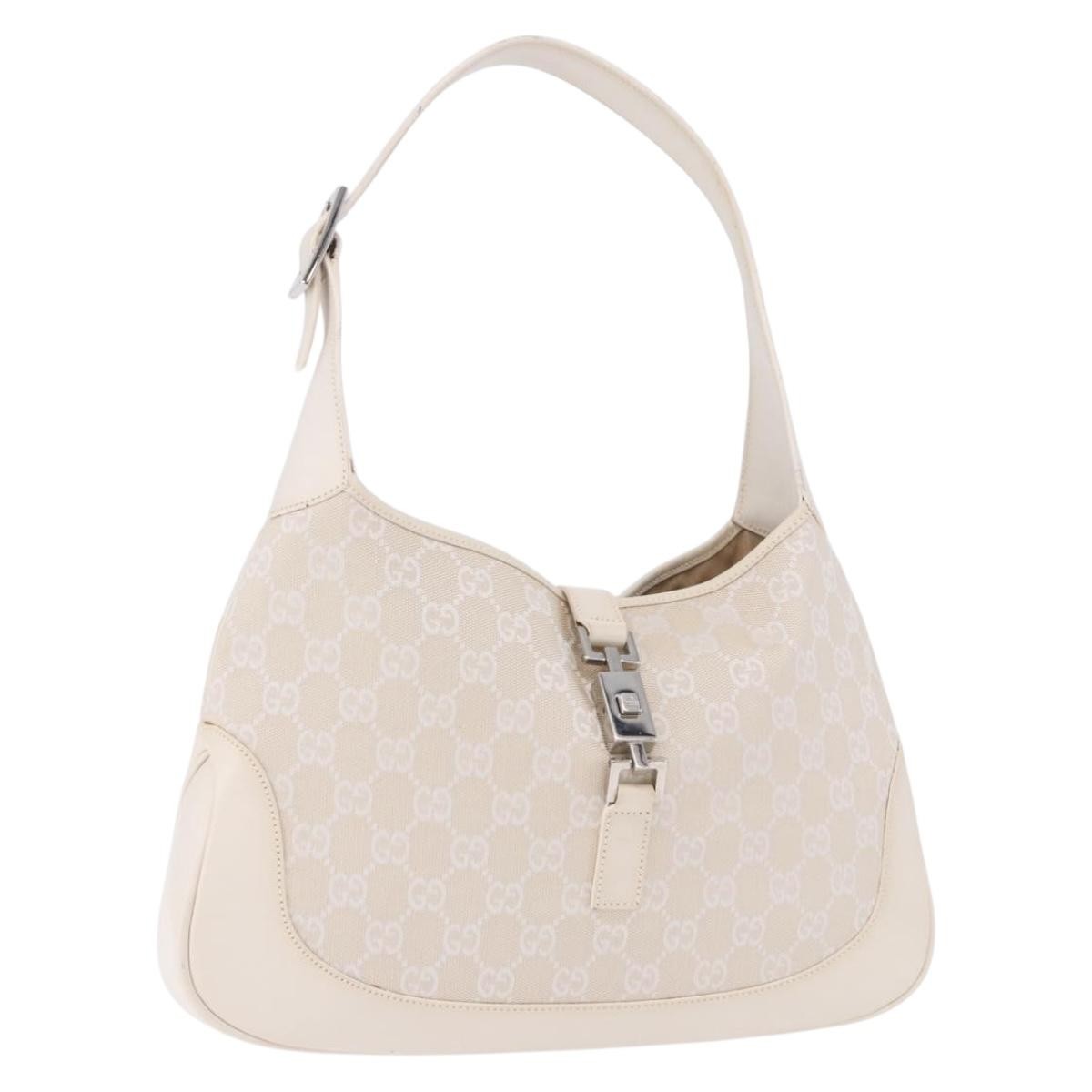 Gucci Jackie Canvas White Canvas Handbag (Pre-Owned)