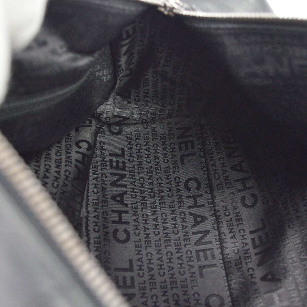 Chanel Square Stitch Boston Quilted Leather Black Leather Travel Bag Bag (Pre-Owned)