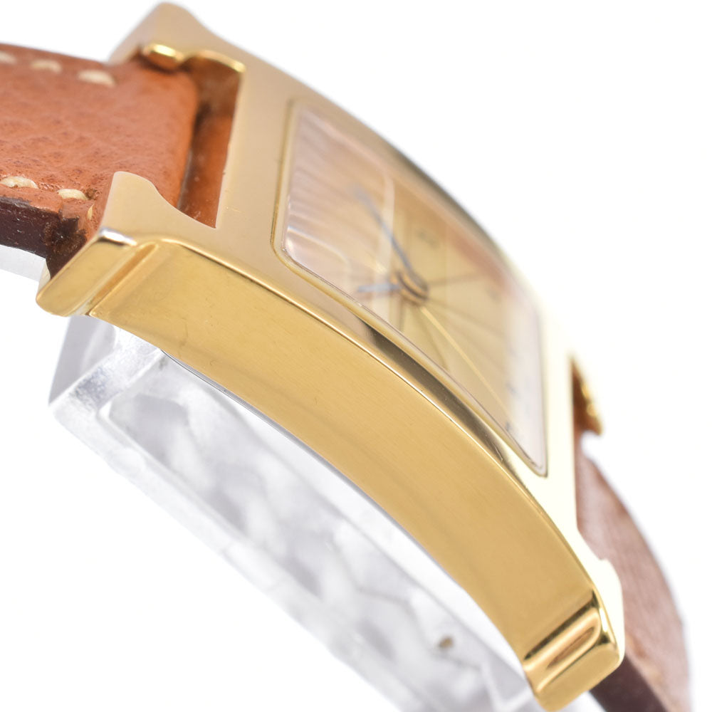 Hermes Heure H Quartz Plated Metal And Leather Watch (Pre-Owned)