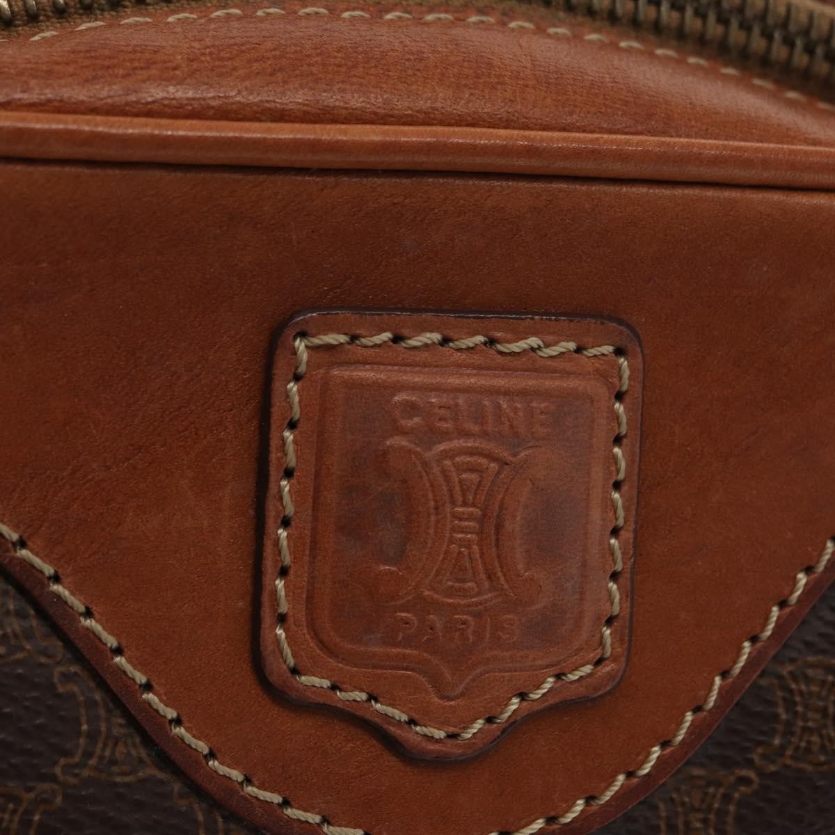 Celine Vintage Macadam Canvas And Leather Brown Canvas Shoulder Bag Bag (Pre-Owned)
