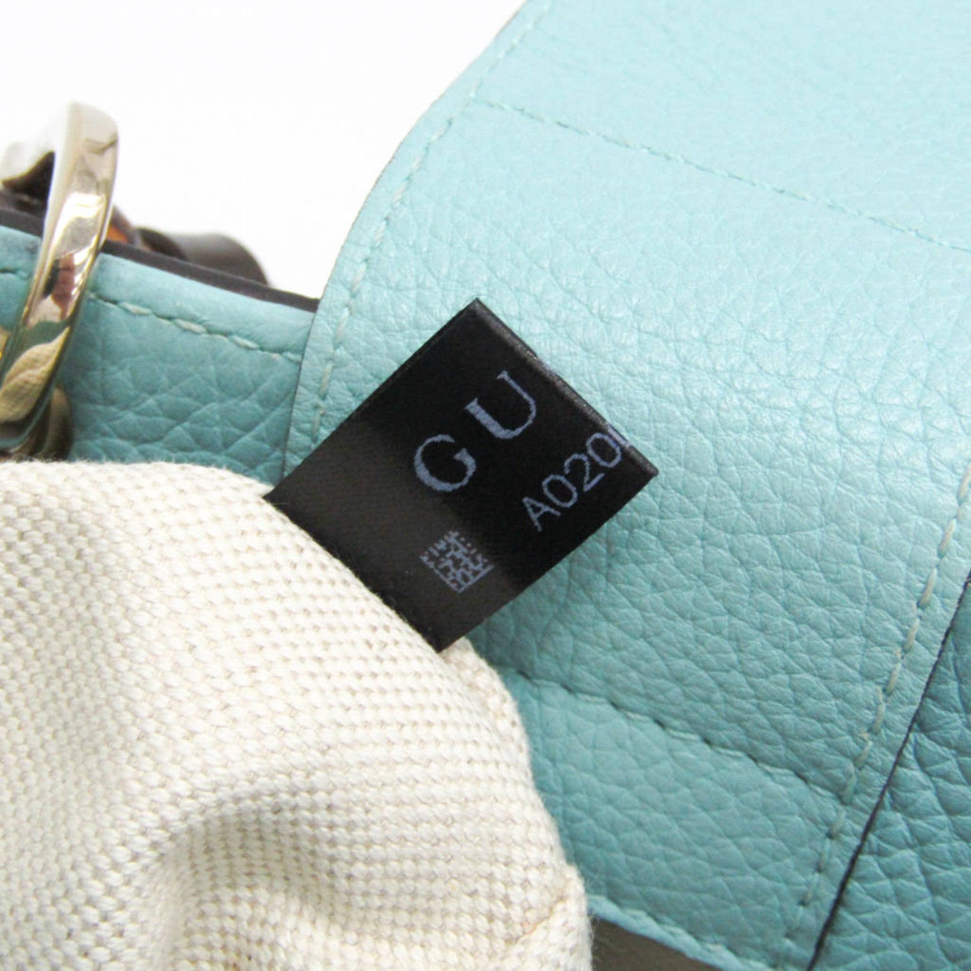 Gucci Bamboo Shopper Tote Leather Blue Leather Tote Bag Bag (Pre-Owned)