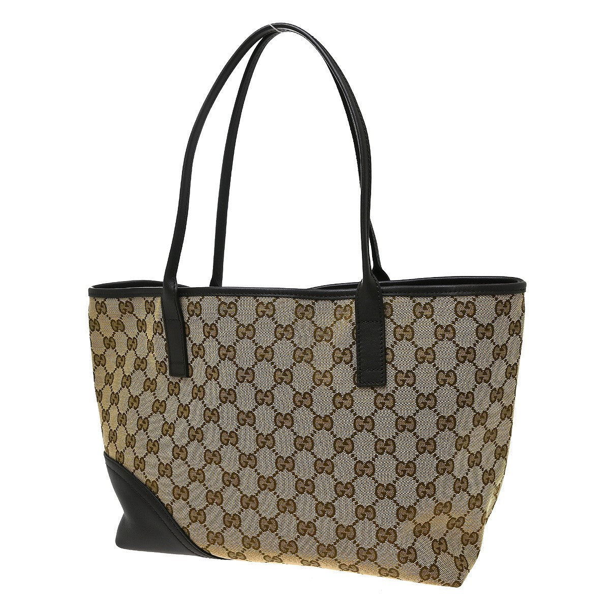Gucci New Britt Tote Gg Canvas And Leather Beige Canvas Tote Bag Bag (Pre-Owned)
