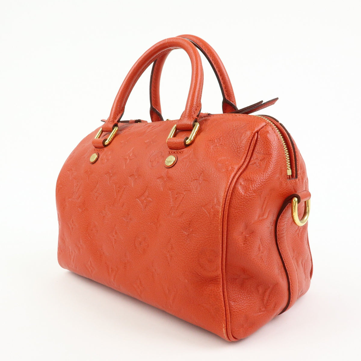 Louis Vuitton Speedy Bandouliere Monogram Empreinte Leather Orange Leather Handbag (Pre-Owned)