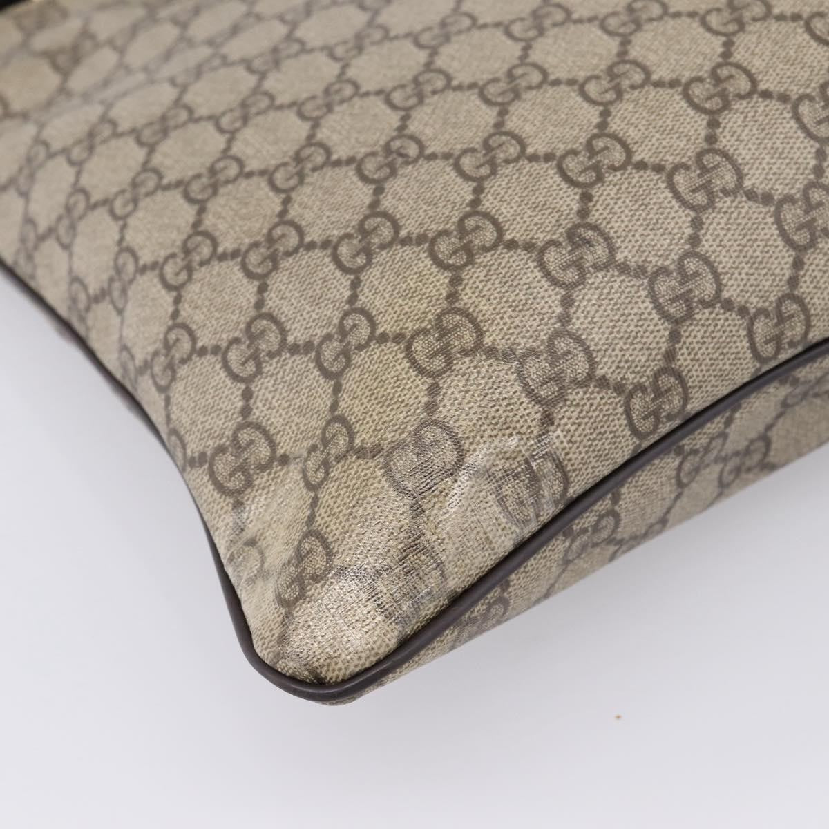 Gucci Zip Top Messenger Gg Coated Canvas Beige Canvas Handbag (Pre-Owned)