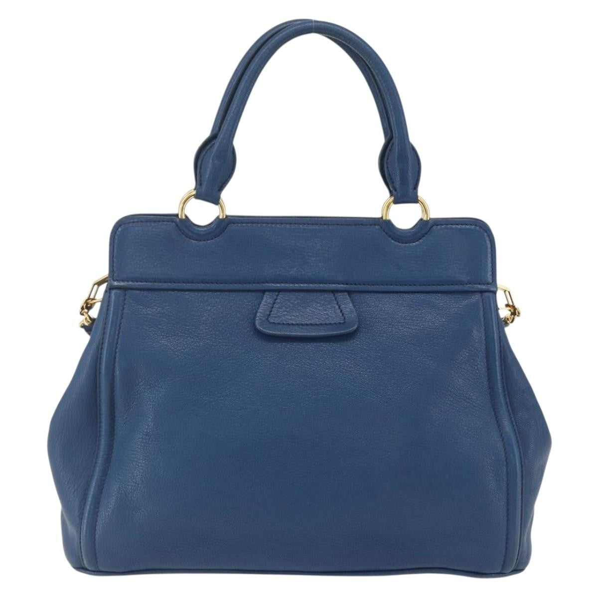 Miu Miu Vintage Leather Blue Leather Tote Bag Bag (Pre-Owned)