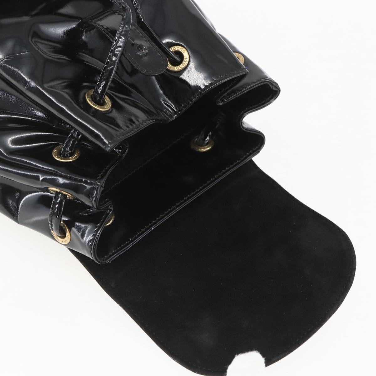 Gucci Vintage Bamboo Patent Black Patent_Leather Backpack Bag (Pre-Owned)