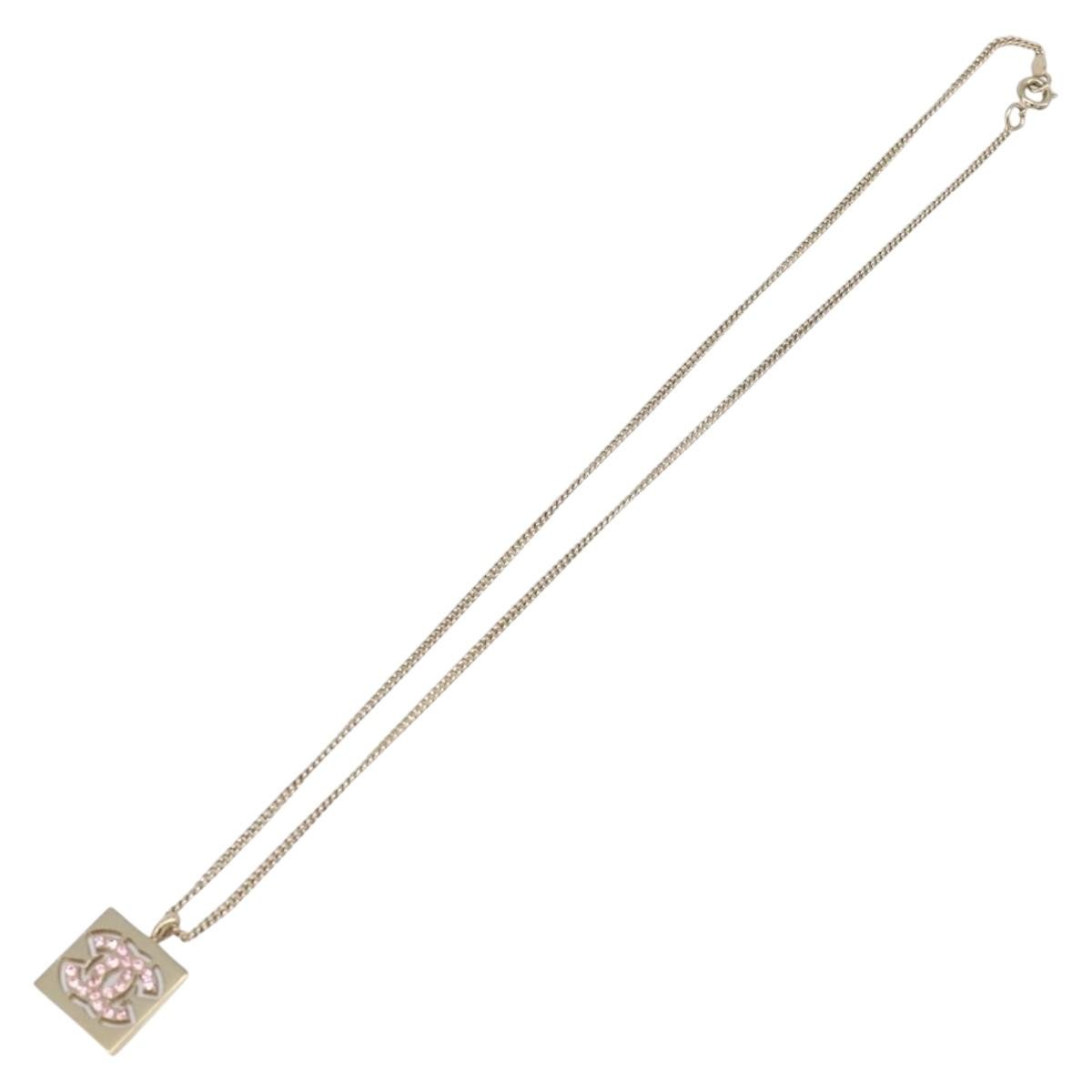 Chanel Square Cc Pendant Metal Gold Metal Necklace Jewelry (Pre-Owned)
