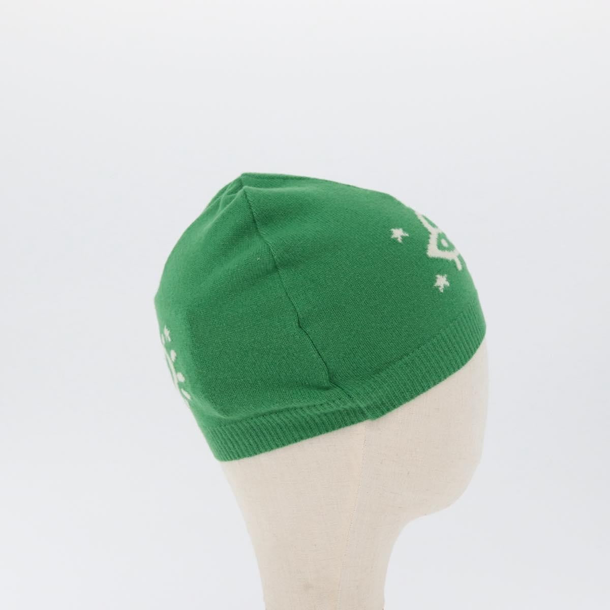 Gucci Beanie Alien Intarsia Green Canvas Head Accessory Accessory (Pre-Owned)