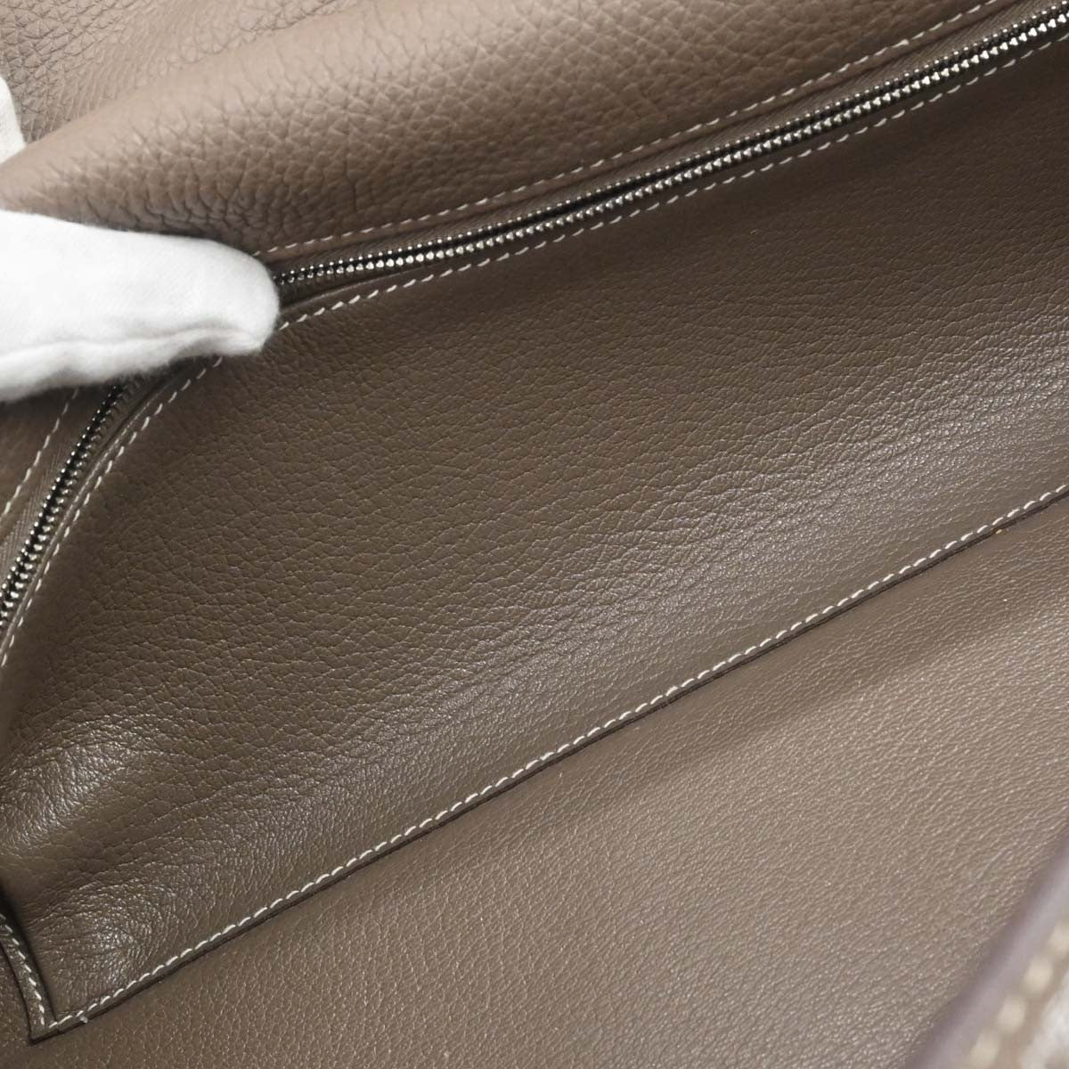 Hermes Shoulder Kelly Clemence Gray Leather Handbag (Pre-Owned)