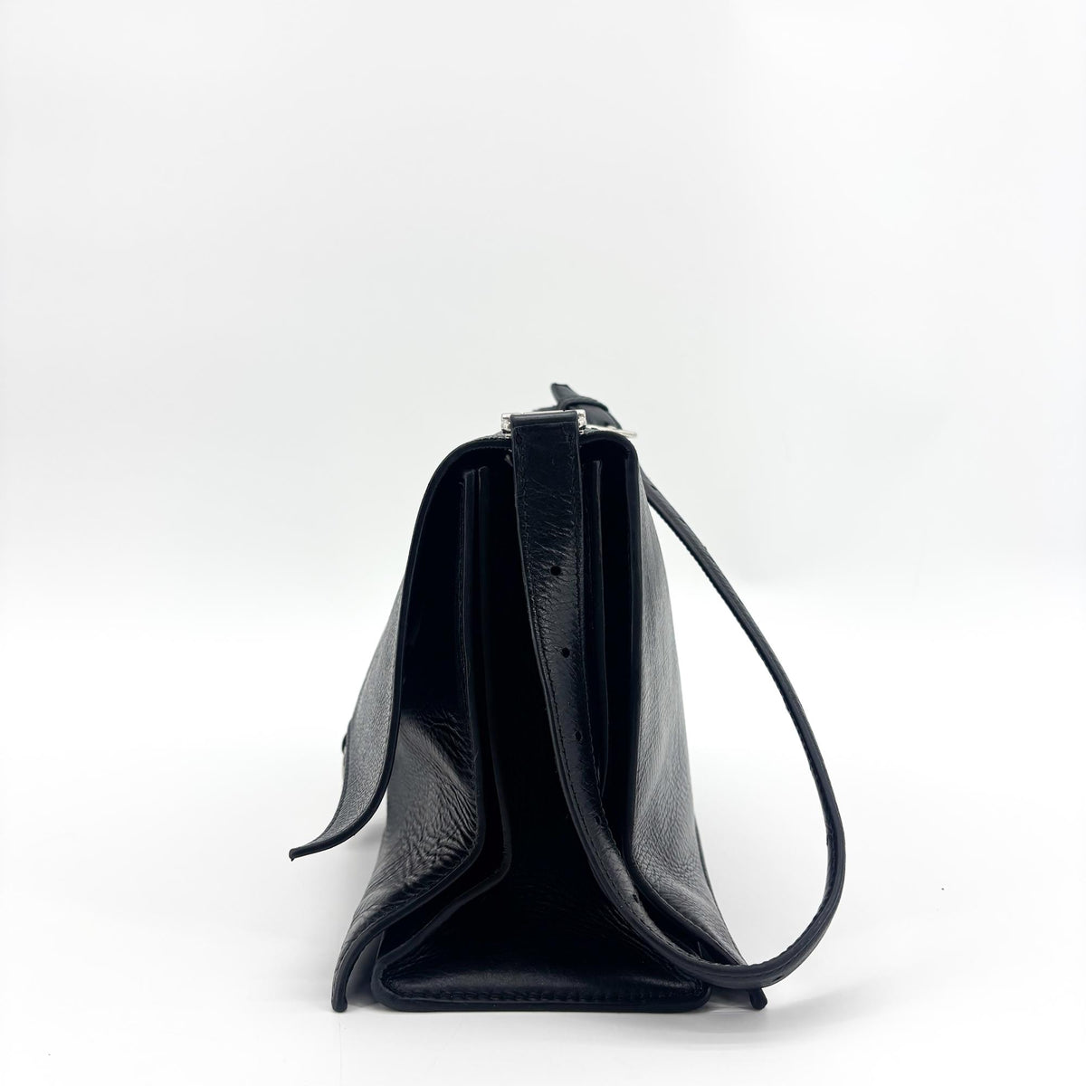 Balenciaga Downtown Soft Hourglass Leather Black Leather Shoulder Bag Bag (Pre-Owned)