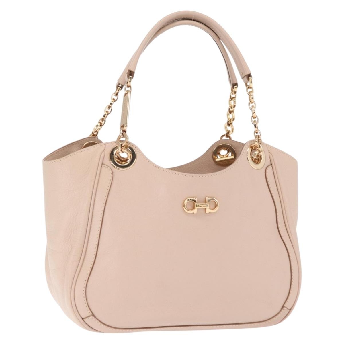 Salvatore Ferragamo Betulla Chain Tote Leather Pink Leather Handbag (Pre-Owned)