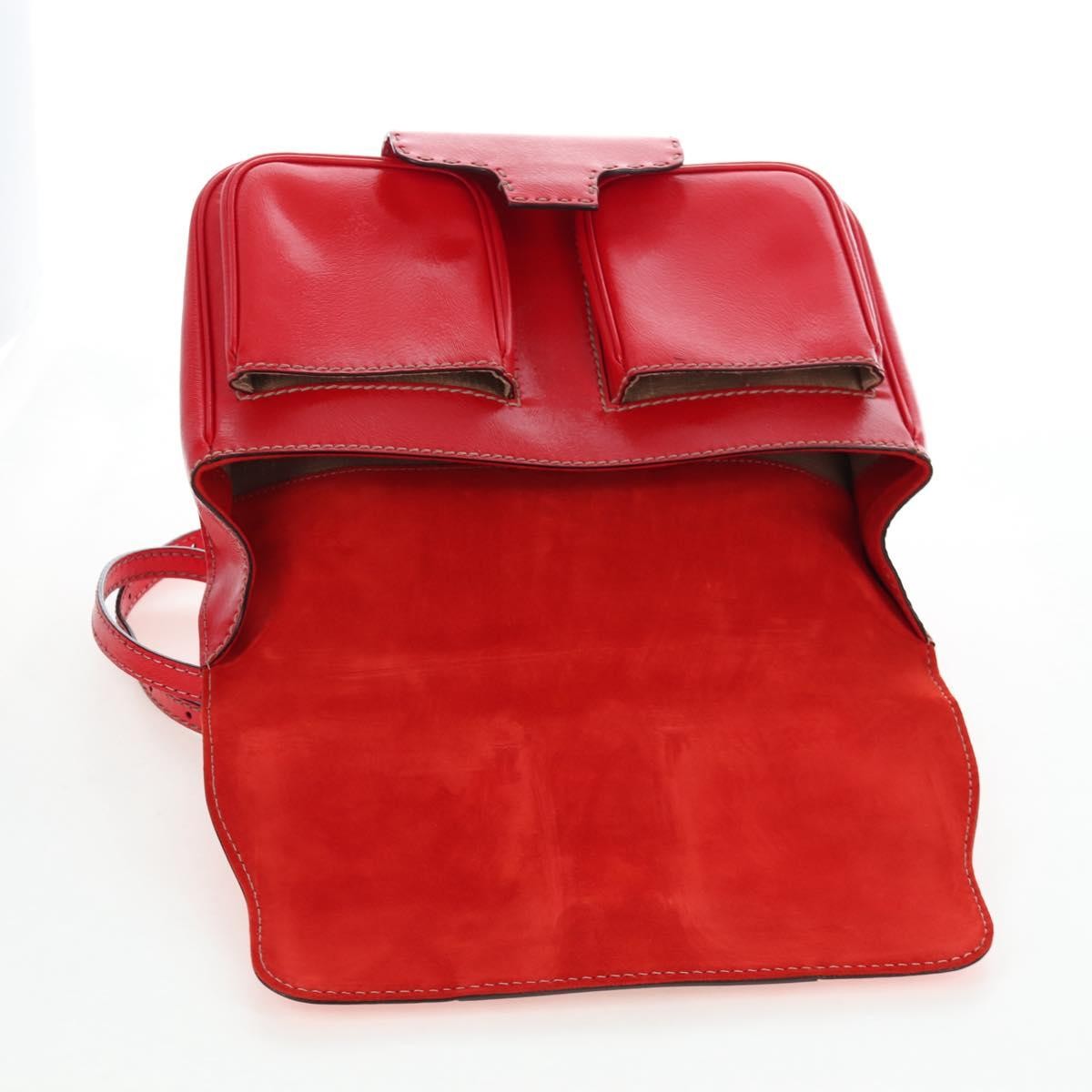 Fendi Secret Code F3 Convertible Satchel Textured Leather Red Leather Handbag (Pre-Owned)