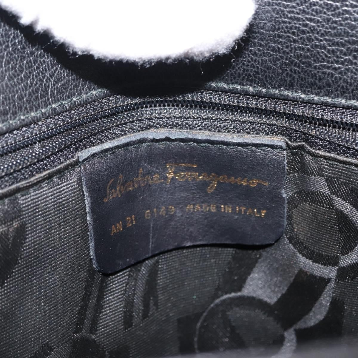 Salvatore Ferragamo Gancini Tote Leather Black Leather Tote Bag Bag (Pre-Owned)