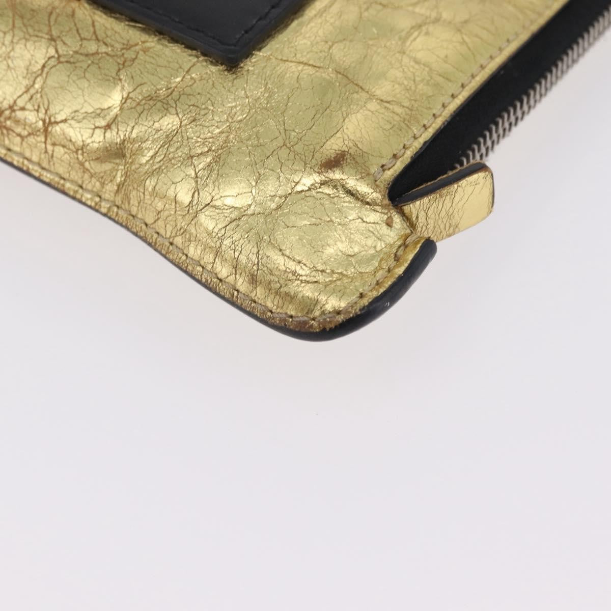 Chanel Feminine Crinkled Leather Gold Leather Clutche & Pouche Bag (Pre-Owned)