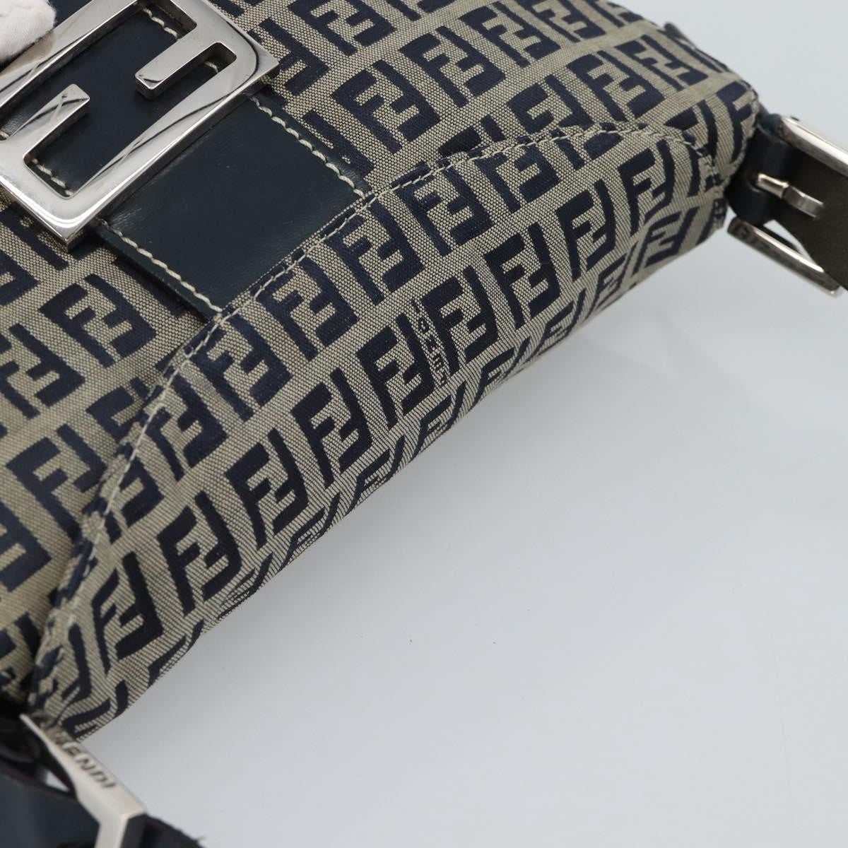 Fendi Baguette Canvas Navy Canvas Shoulder Bag Bag (Pre-Owned)