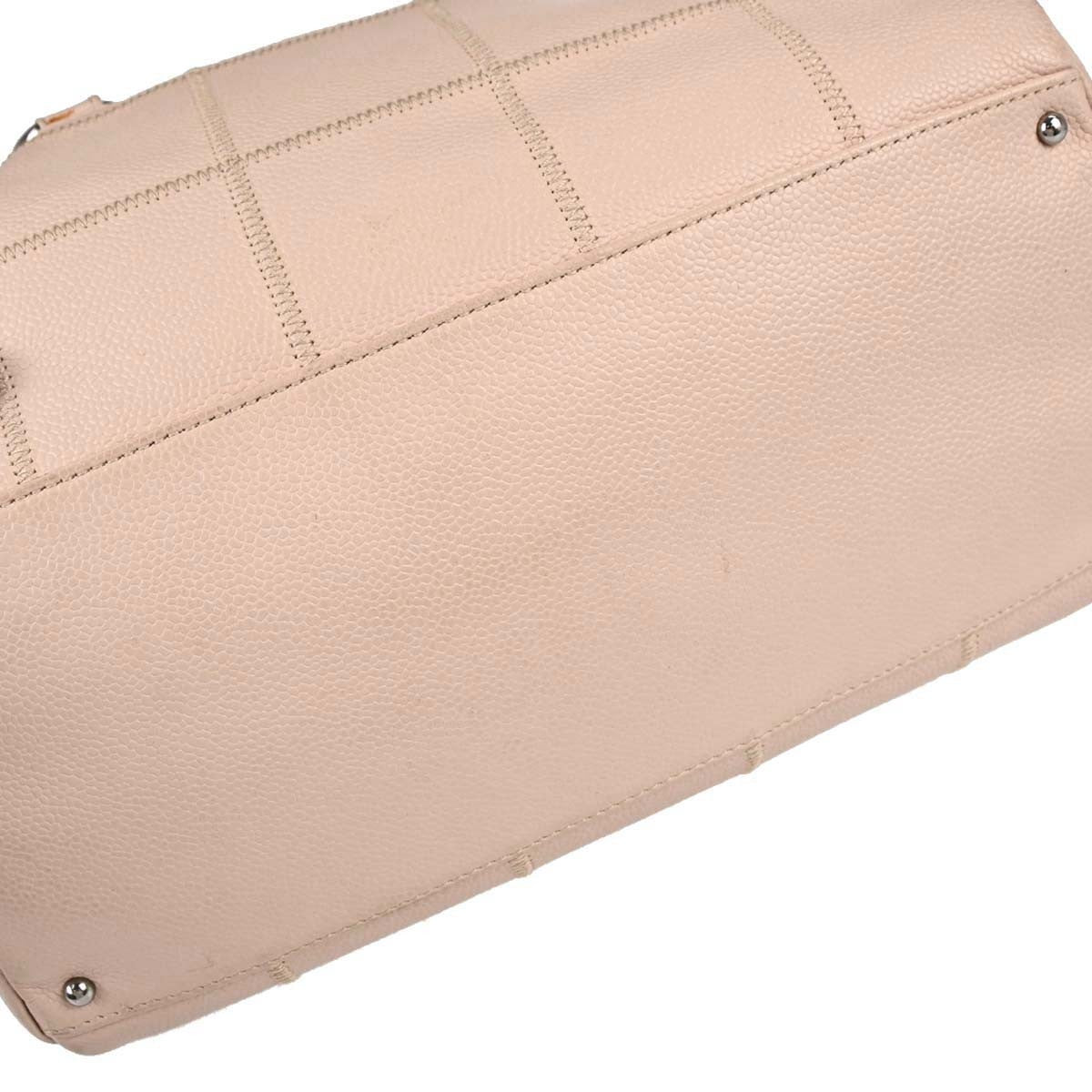 Chanel Square Stitch Bowler Quilted Calfskin Pink Leather Shoulder Bag Bag (Pre-Owned)