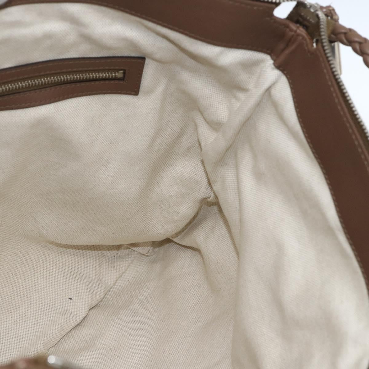 Gucci Braided Strap Zip Messenger Leather Brown Leather Shoulder Bag Bag (Pre-Owned)