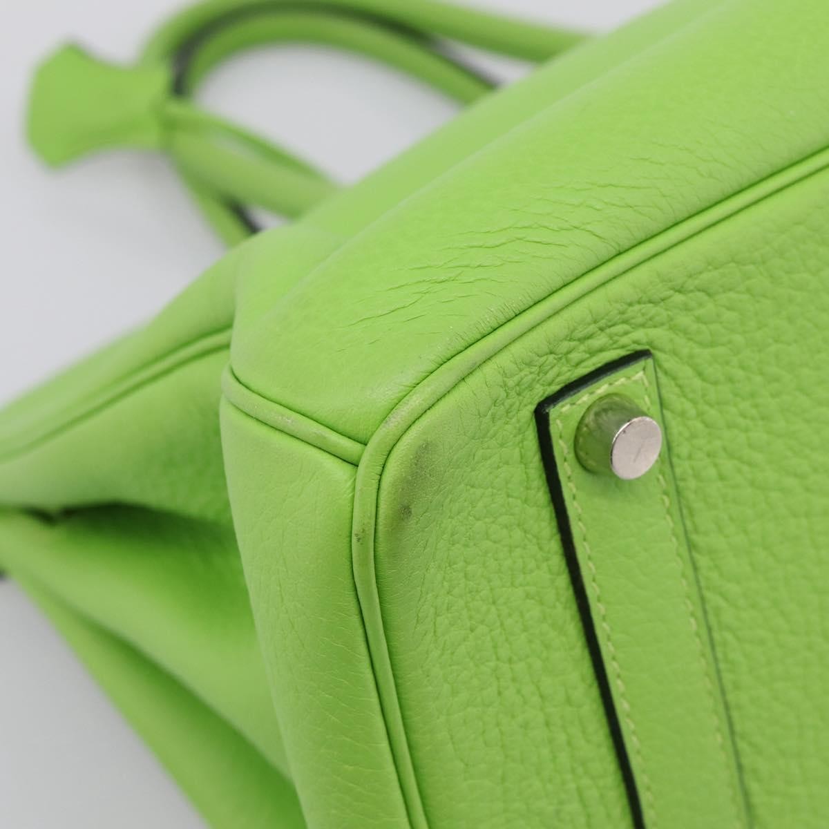 Hermes Birkin Green Clemence With Palladium Hardware Green Leather Handbag (Pre-Owned)