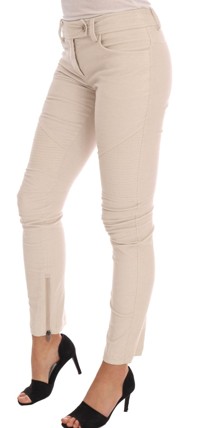Ermanno Scervino Beige Slim Jeans Corduroy Skinny Women's Pants