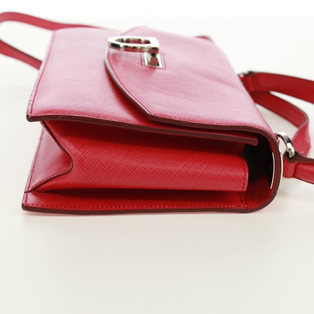 Salvatore Ferragamo Gancini Convertible Top Handle Saffiano Leather Pink Leather Handbag (Pre-Owned)