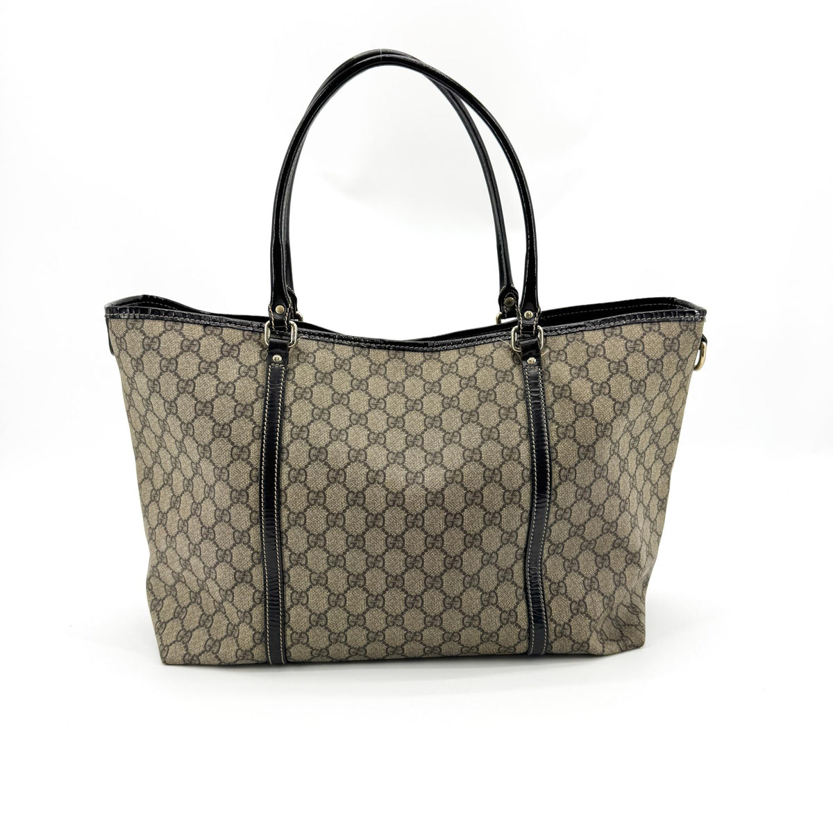 Gucci Joy Gg Coated Canvas With Leather Brown Canvas Tote Bag Bag (Pre-Owned)