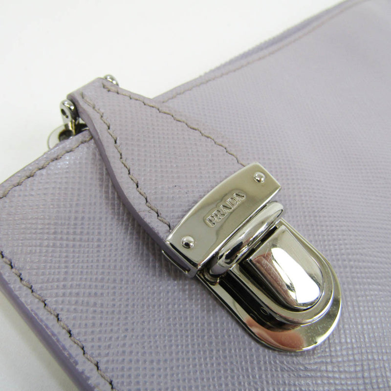 Prada Saffiano Purple Leather Clutch Bag (Pre-Owned)
