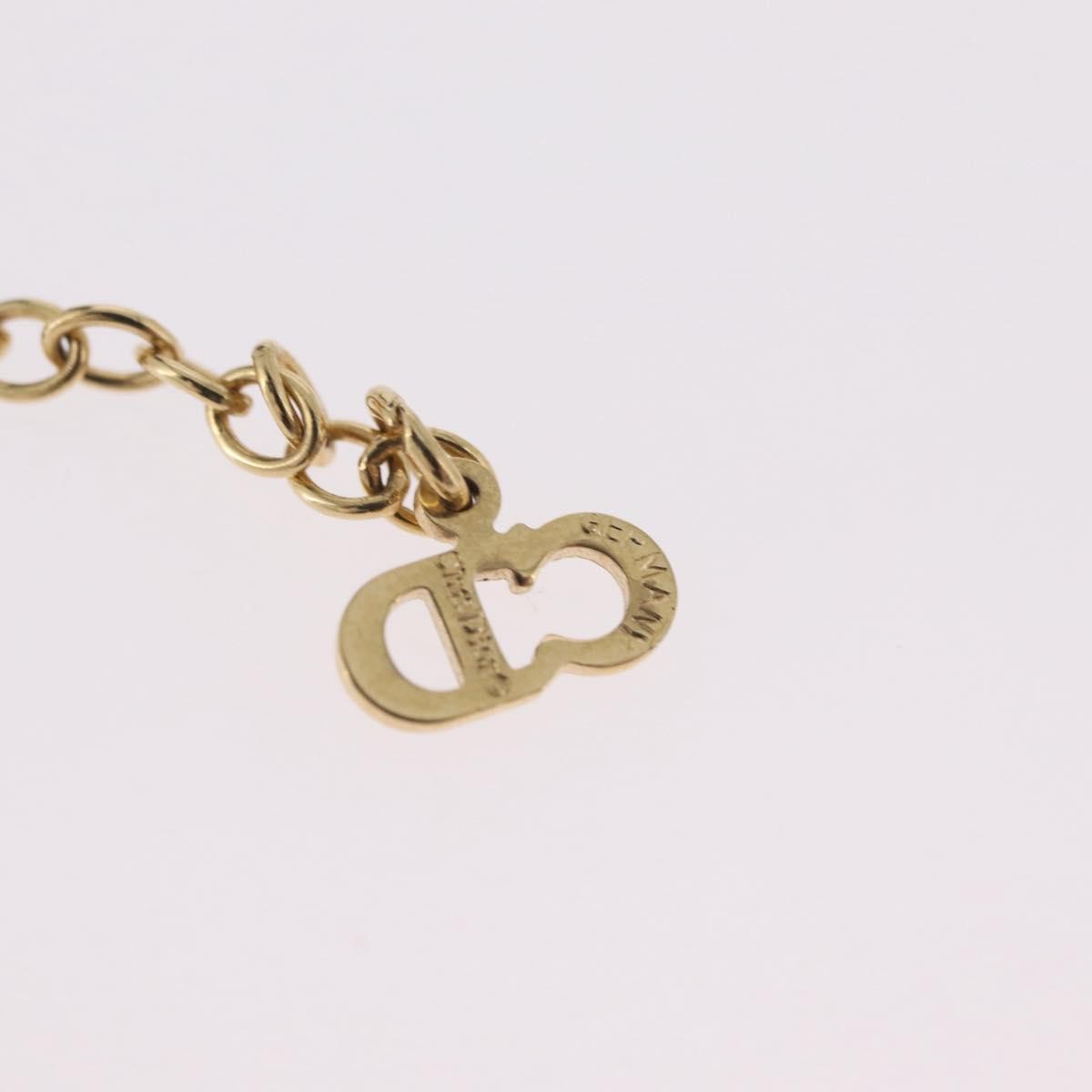 Christian Dior Round Logo Pendant Metal With Crystal Gold Metal Necklace Jewelry (Pre-Owned)