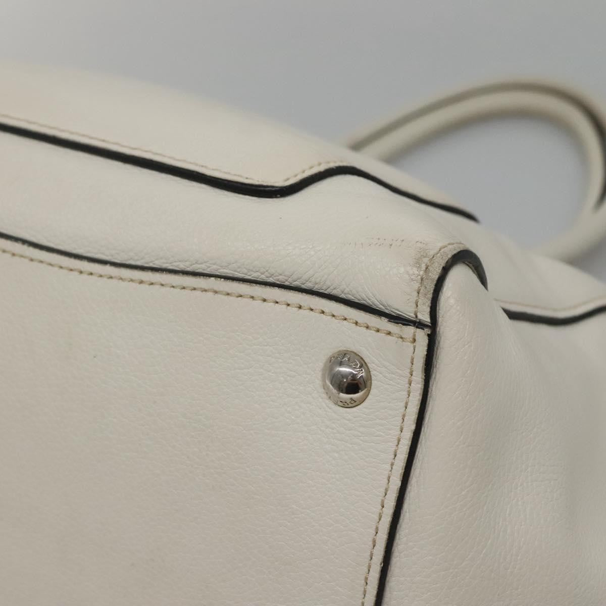 Prada Front Pocket Wing Convertible Tote Vitello Daino White Leather Tote Bag Bag (Pre-Owned)