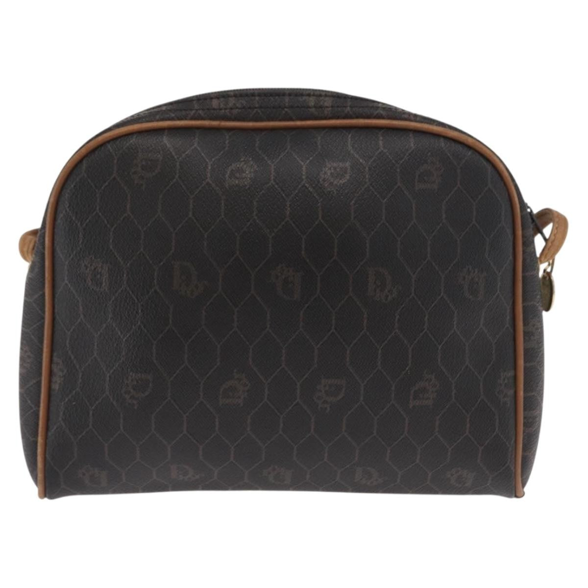 Christian Dior Vintage Honeycomb Canvas And Leather Black Canvas Shoulder Bag Bag (Pre-Owned)