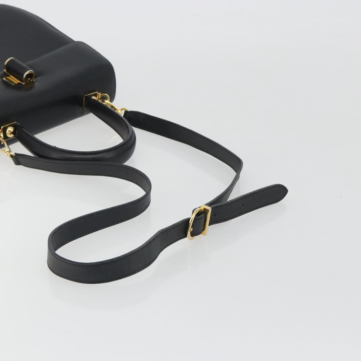 Salvatore Ferragamo Gancini Leather Black Leather Handbag (Pre-Owned)