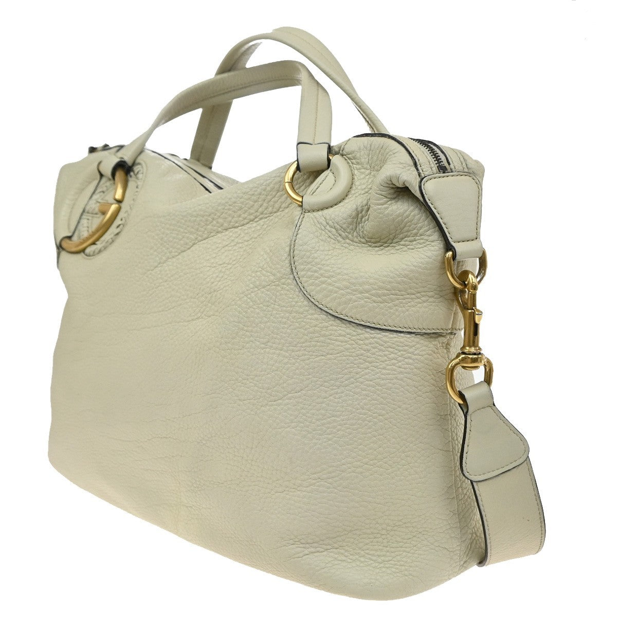 Gucci Twill Leather Beige Leather Shoulder Bag Bag (Pre-Owned)