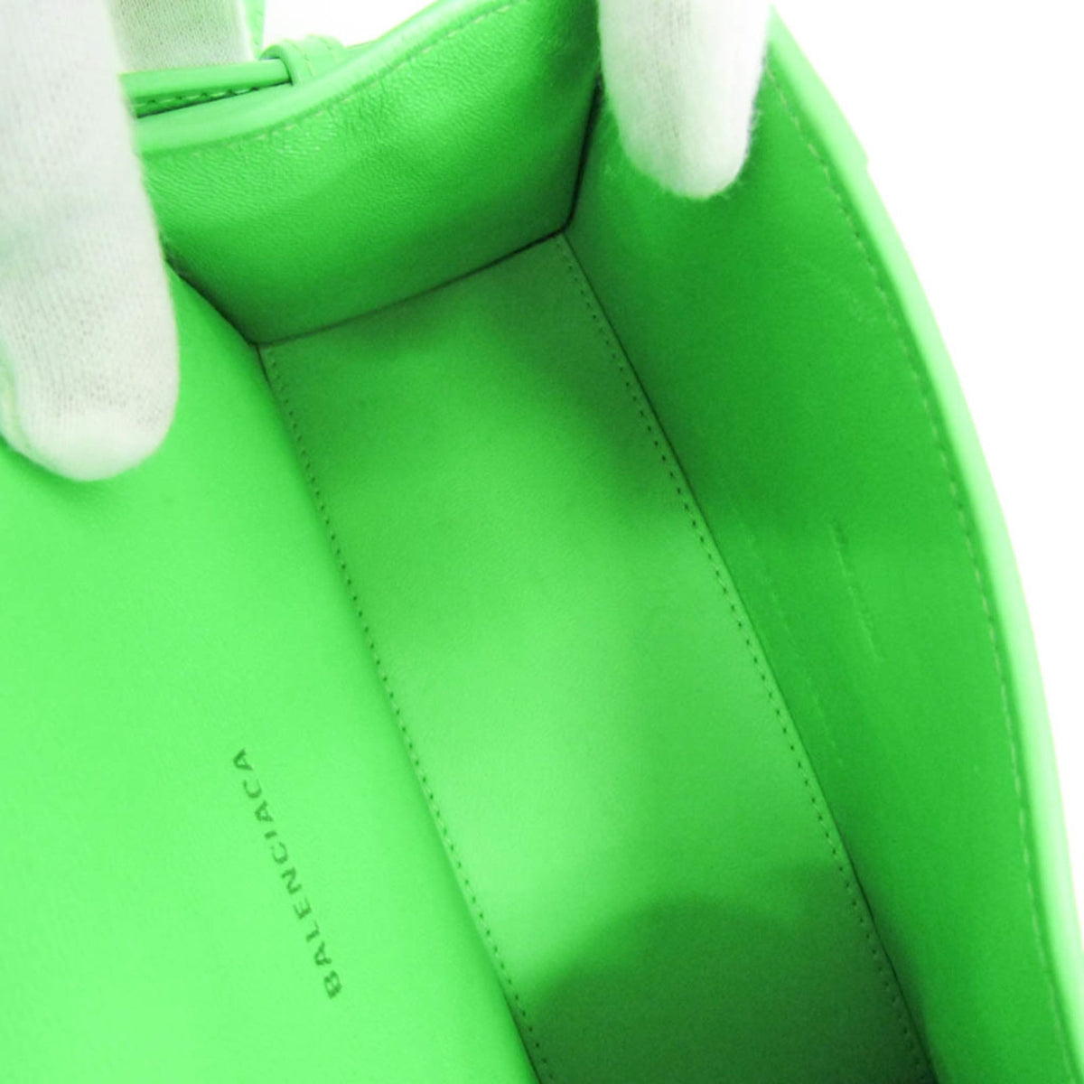 Balenciaga Graffiti Hourglass Top Handle Leather Green Leather Handbag (Pre-Owned)