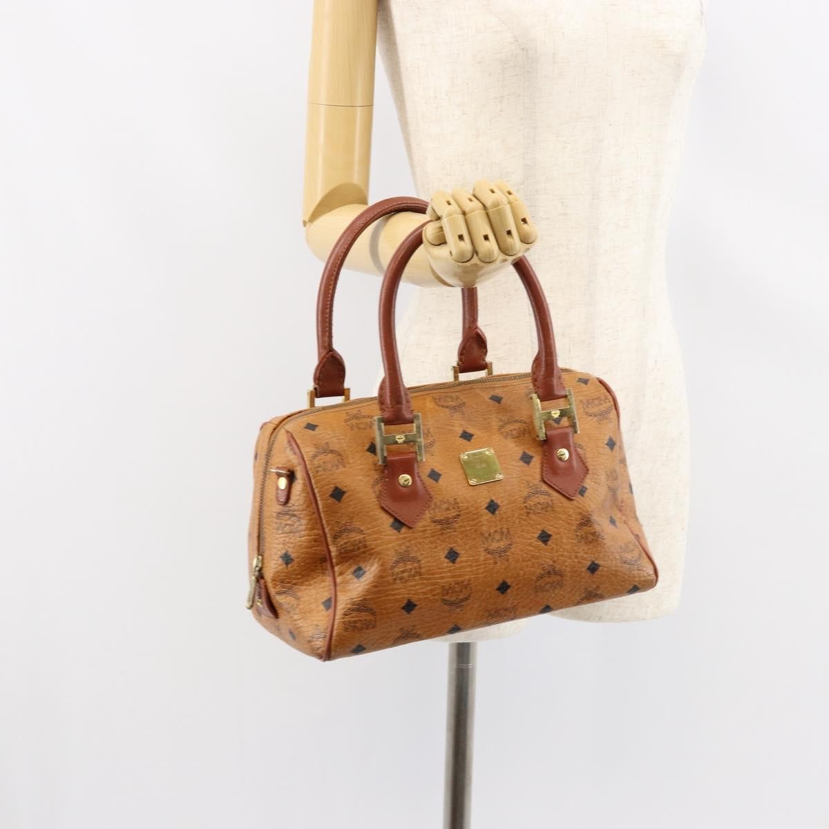 MCM Visetos Logogramme Canvas And Leather Brown Canvas Handbag (Pre-Owned)