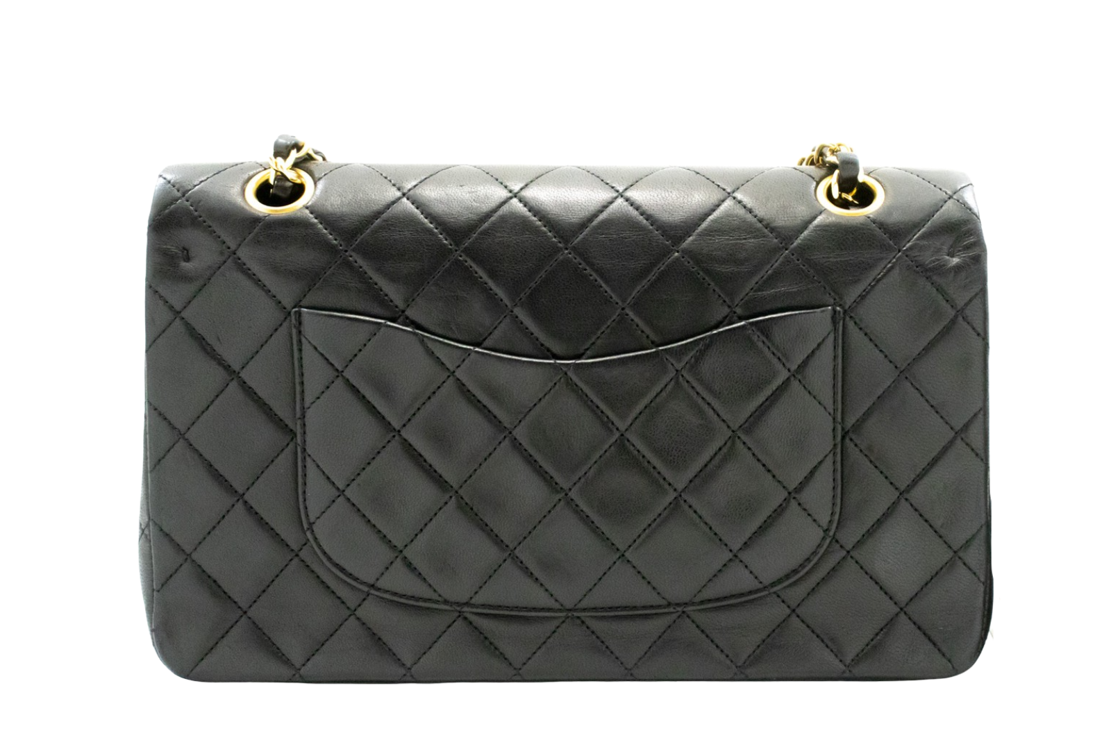 Chanel Classic Flap Lambskin Black Leather Crossbody Bag Bag (Pre-Owned)