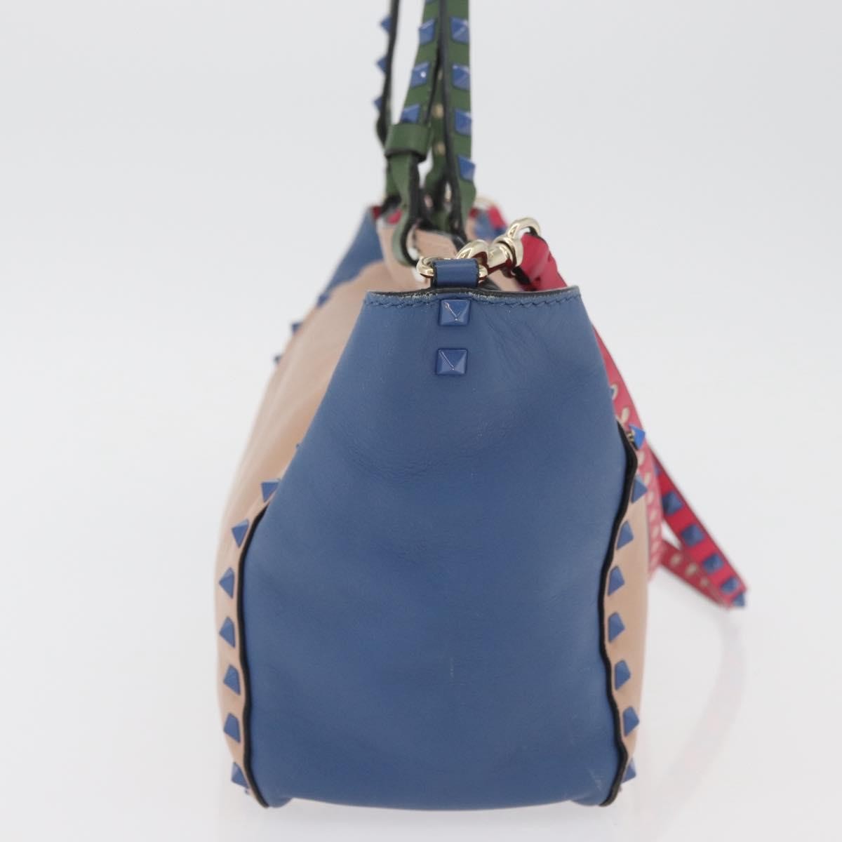 Valentino Garavani Rockstud Frame Handle Calf Hair Multicolour Leather Handbag (Pre-Owned)
