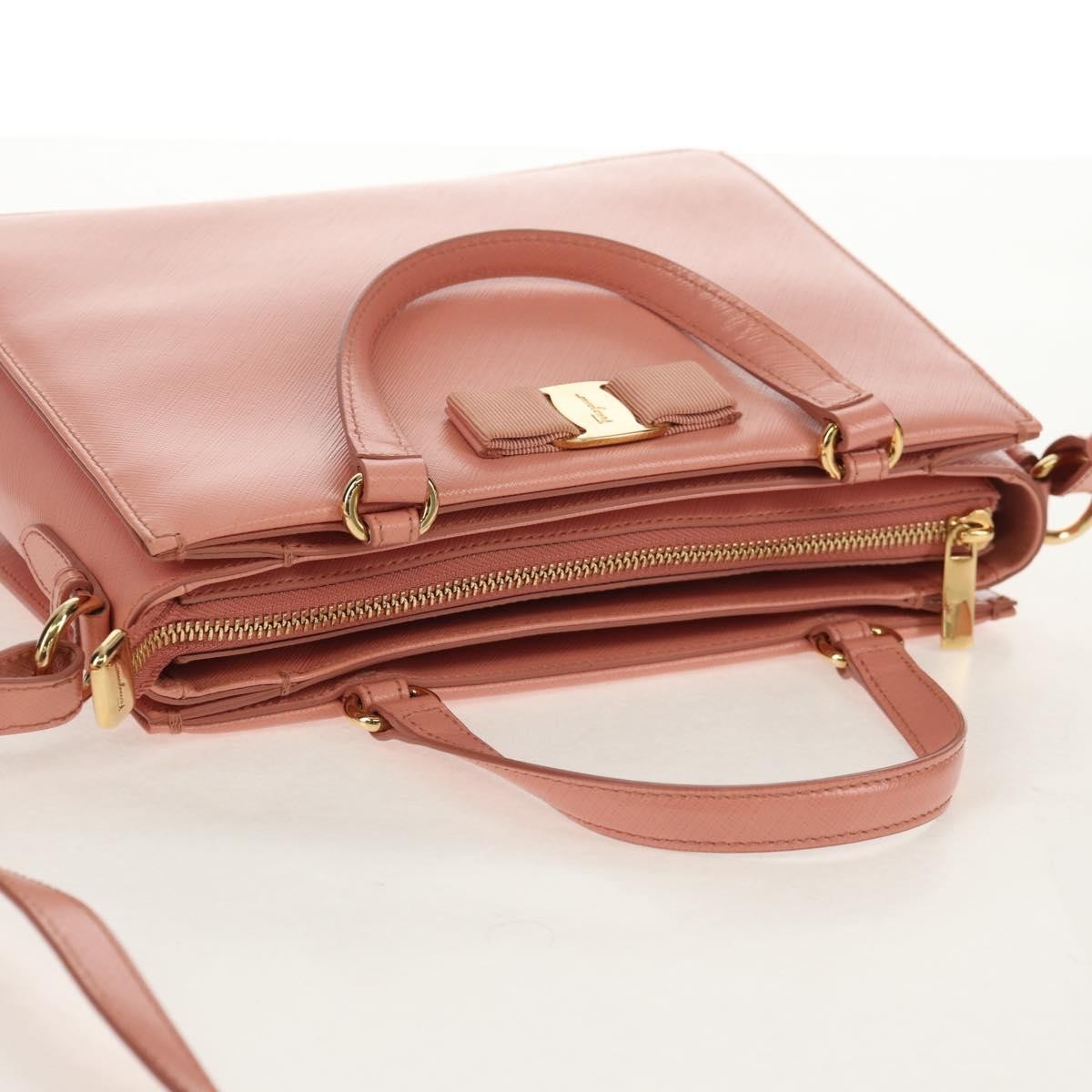 Salvatore Ferragamo Vala Leather Pink Leather Handbag (Pre-Owned)