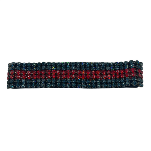 Gucci Women's Blue/Red Web Elastic Headband with Crystals M/57